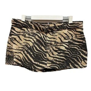 Windsor Mini Skirt Size Juniors Large Tiger Print w/Under Skort Zip Belted NWT